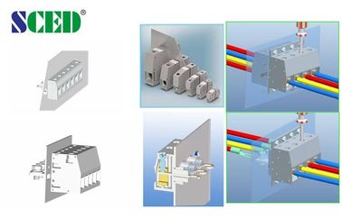 300V 50A PA66 Panel Mount Terminal Blok 10mm Lebar Berlapis Nikel