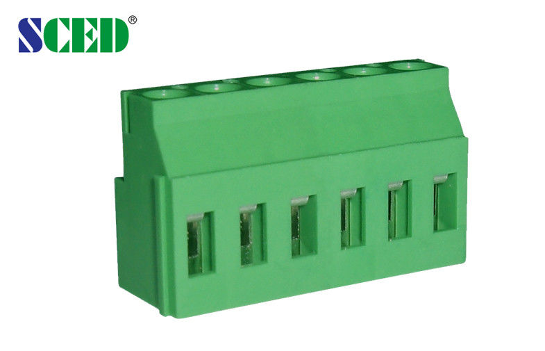 PA66 Kuningan PCB Hijau Terminal Blok Pusat Jarak 5.08mm 300V 10A