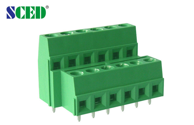 Double Levels PCB Terminal Block Green 5.08mm 10A Plastic Nikel Disepuh