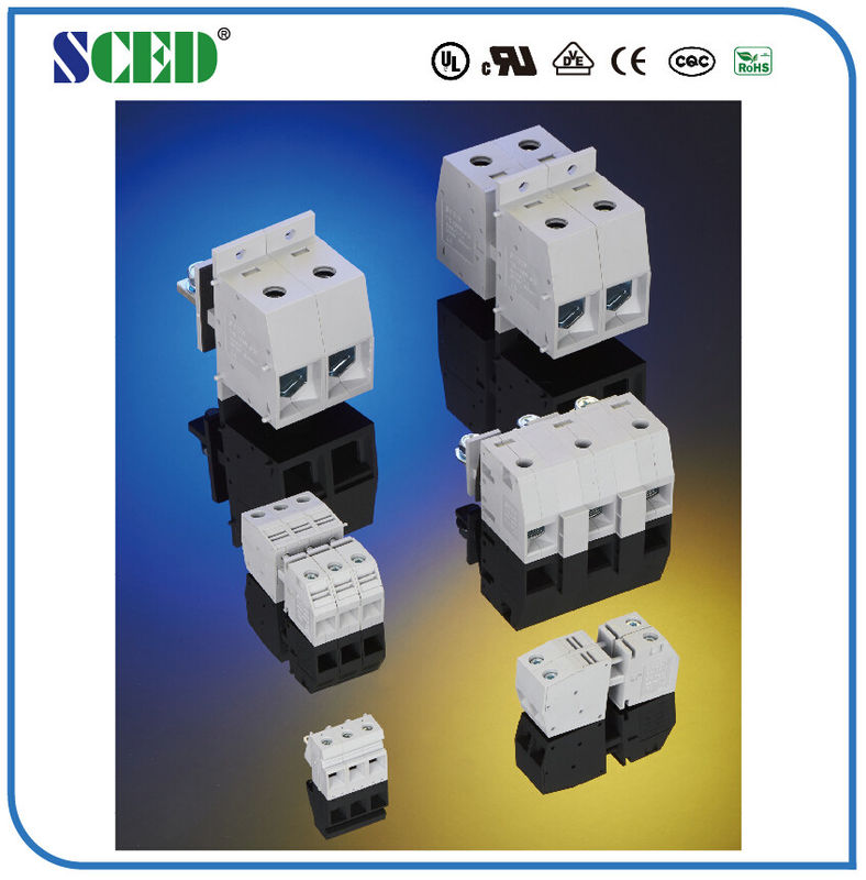 Lebar 10.1mm Melalui Blok Terminal Panel Kuningan UL94 V0 65A