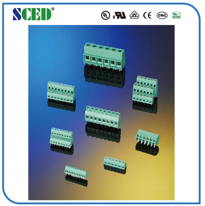 9.52mm PCB Sekrup Terminal Blok 300V 30A 2 - 16 Tiang Warna Hijau
