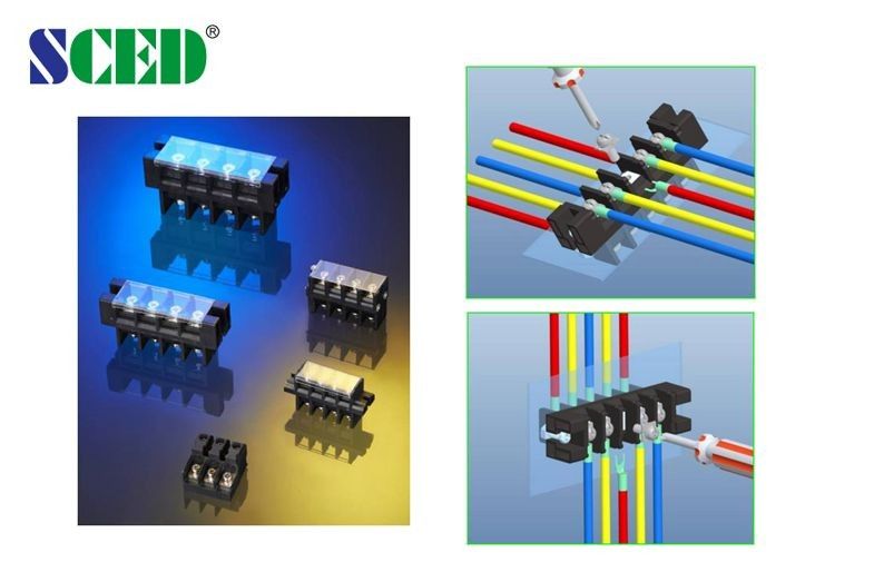 Penutup Plastik 180A Panel Mount Terminal Blok Perforasi 21mm