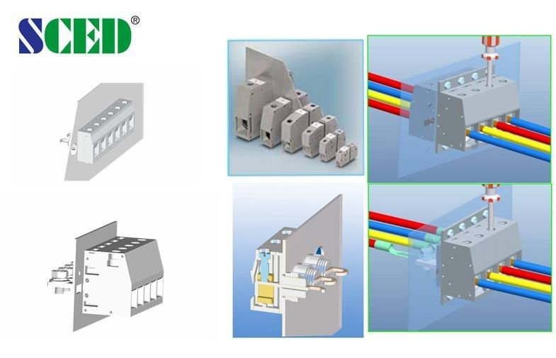 Dek Tunggal Melalui Blok Terminal Panel Konektor Sekat Pitch 6.2mm 2P-24P
