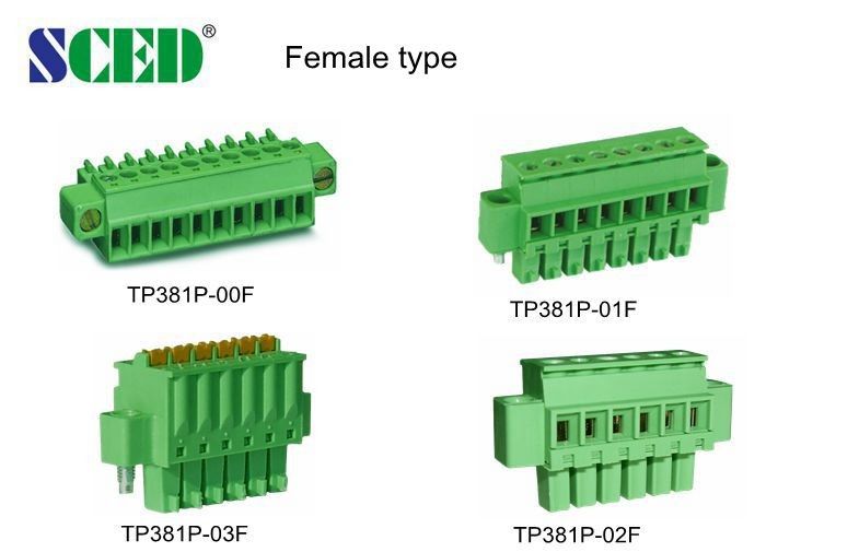 PA66 Kuningan Hijau Terminal Listrik Blok Pitch 5.08mm 300V 18A 2-22 Tiang
