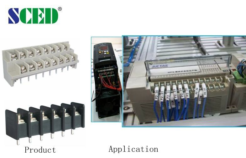 M4 Sekrup Hitam Blok Terminal PCB 20A / 300V 9.525mm Pitch UL94-V0 Kuningan