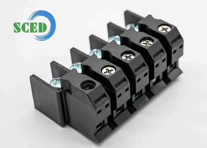 Masukan melalui 90A 600V PA66 M5 Blok Terminal Pengeboran 15.00mm 4-20 AWG