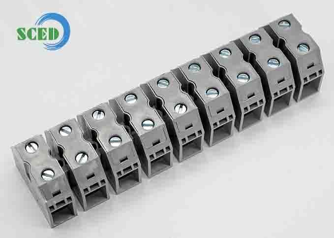 Gray Through Panel Terminal Blocks CE Certified Number Of Positions 2 To 24 Designed for Secure and Electrical Panel Wiring Solutions