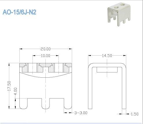 M5 Aksesori Blok Terminal Arus Tinggi, Komponen Elektronik PCB 80A 10x10.5mm