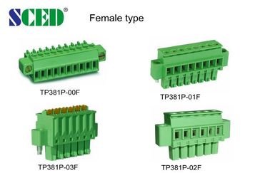 Konektor Blok Terminal Pluggable 3.5mm Pitch Perempuan 300V 8A 2-22 Poles PA66