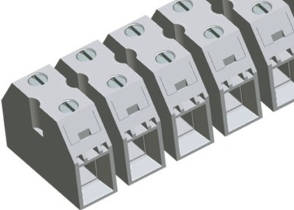 Steel Screw 50A Terminal Feed Melalui Connector Pitch 13.5mm 2-16 Tiang Tembaga