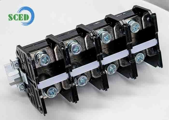 Panel Pitch 45.00mm Blok Terminal PC Arus Tinggi Konektor Sekrup Daya Hitam 4P